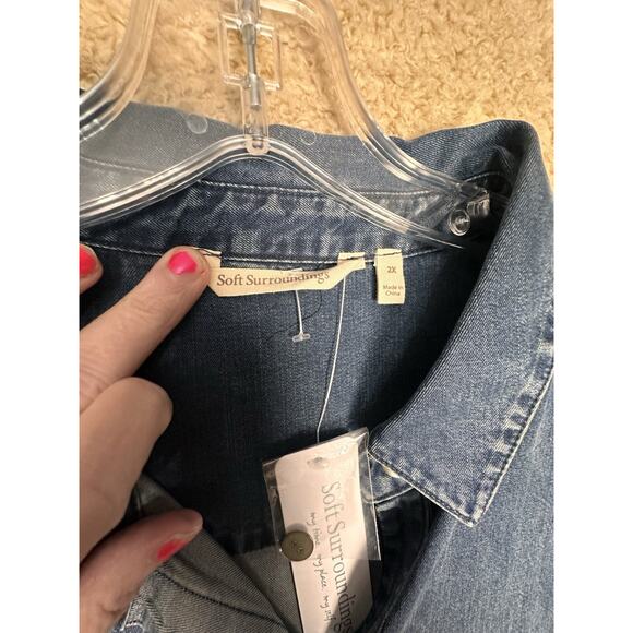 Soft Surroundings Je Veux Midi Shirt Dress Size 2X Denim Blue - Picture 11 of 16